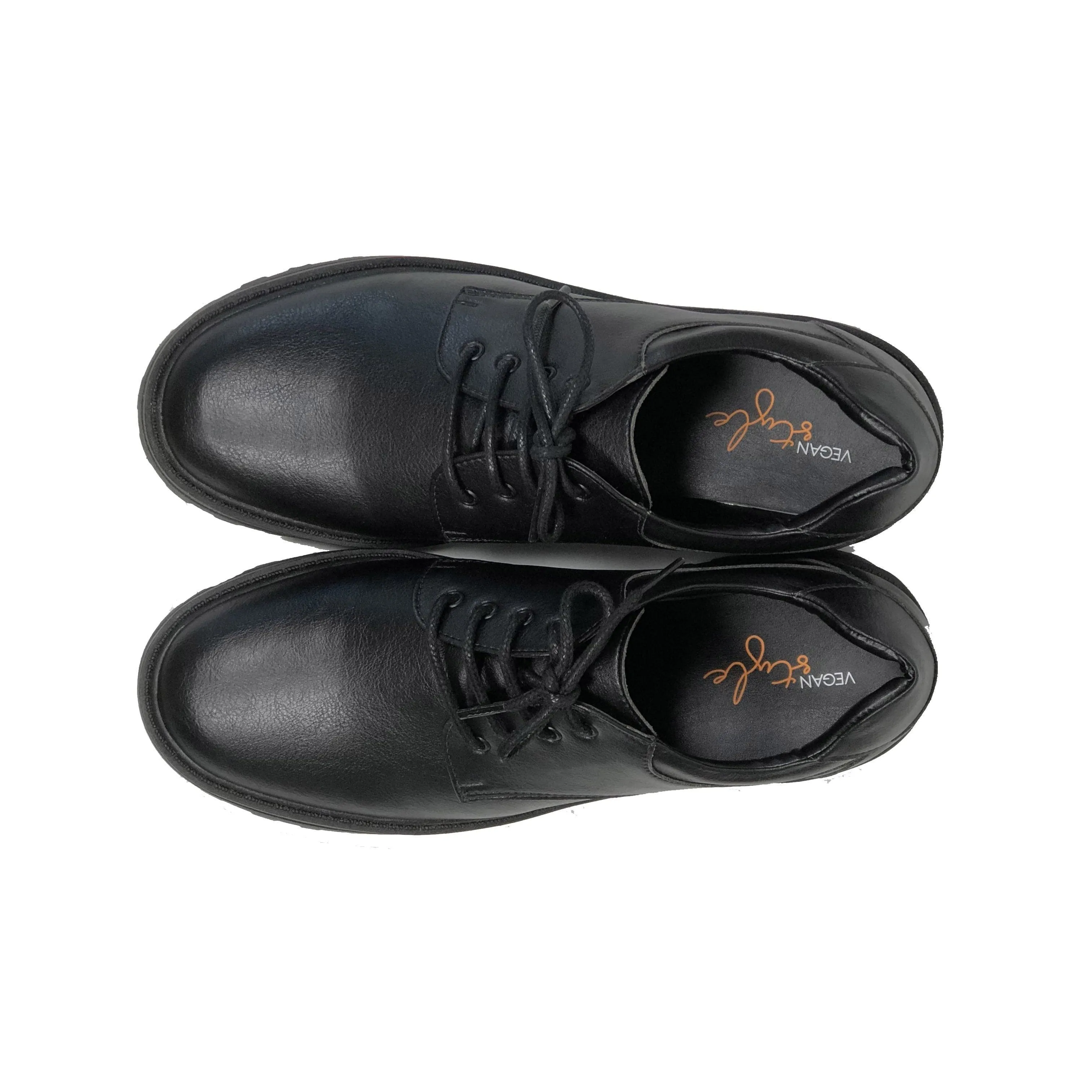 Classic Derby vegan school shoe by Vegan Style - black Office Smart Ventilated Mesh Cold Weather