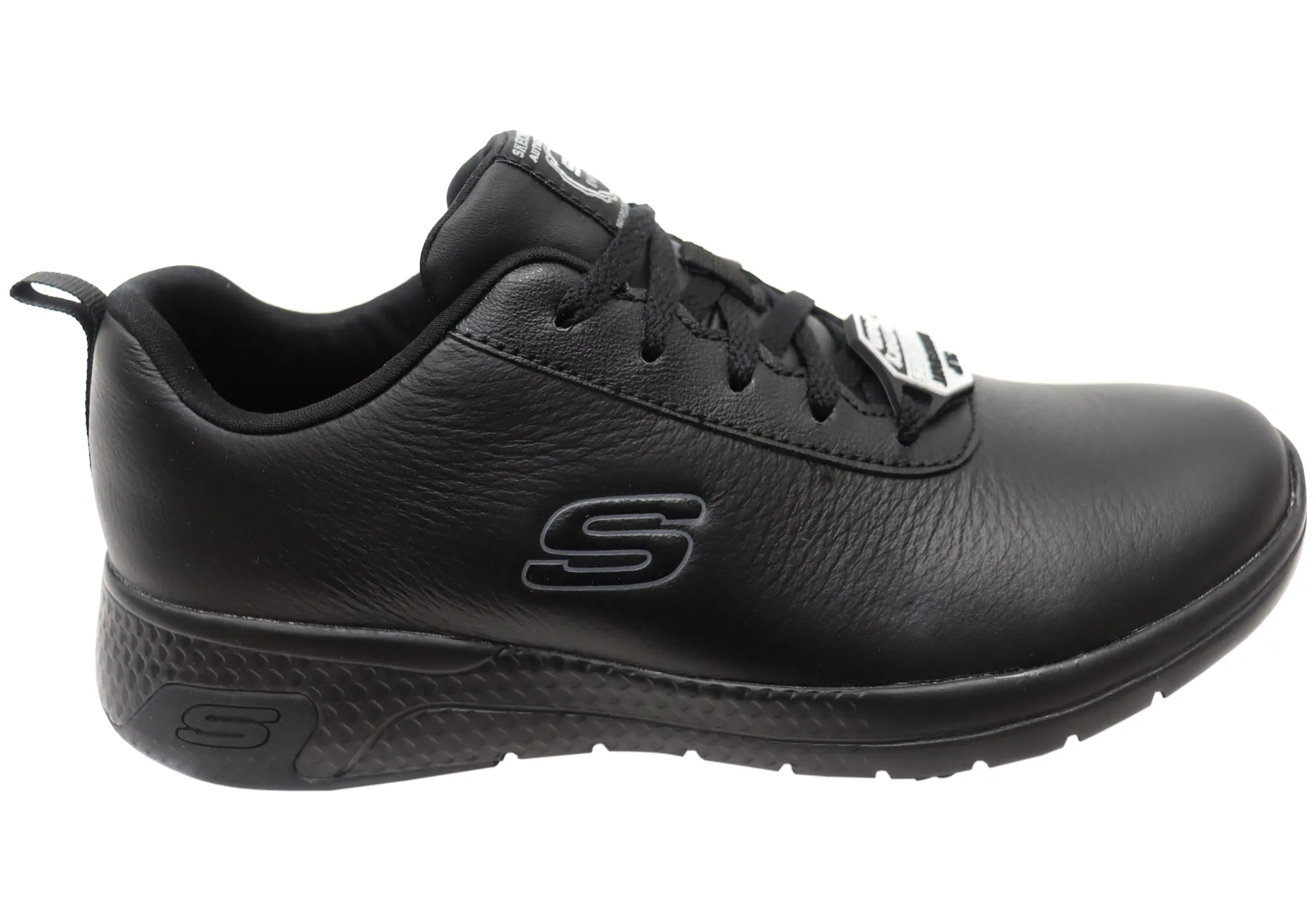 Wide fit Skechers Womens Leather Marsing Gmina Slip Resistant Work Shoes