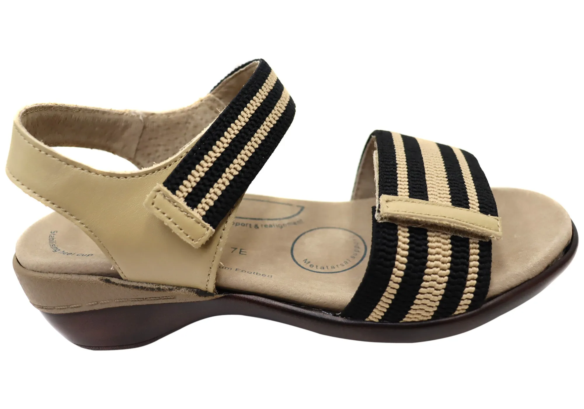 Homyped Savannah Braid Womens Supportive Extra Wide Leather Sandals T Strap Slip Off