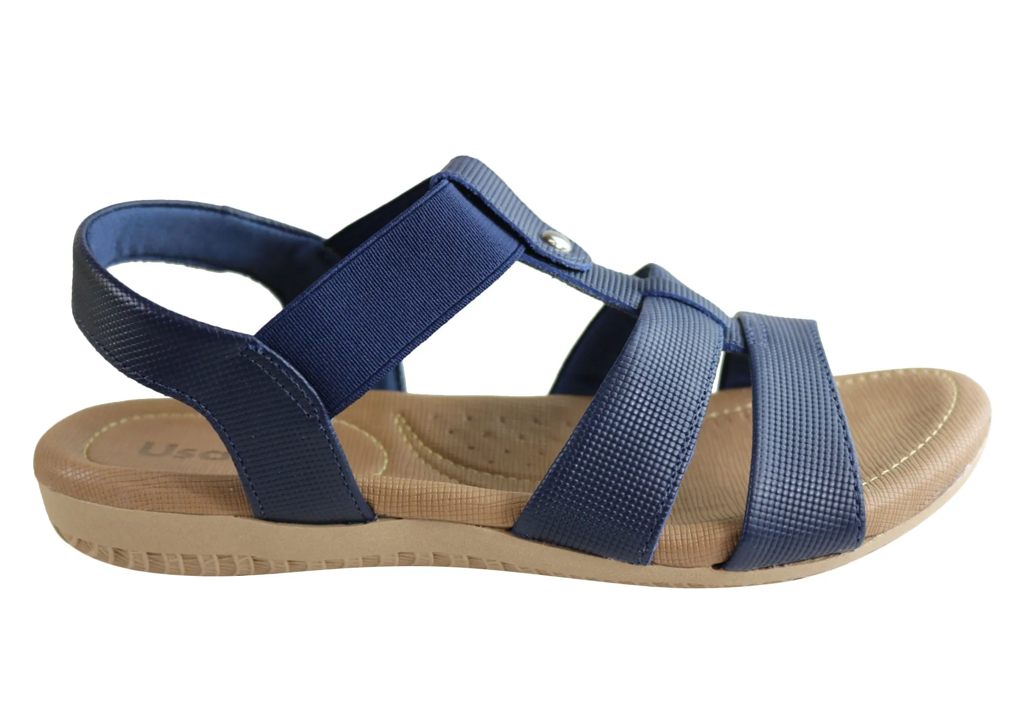 Padded collar Usaflex Ventura Womens Comfy Cushioned Leather Sandals Made In Brazil