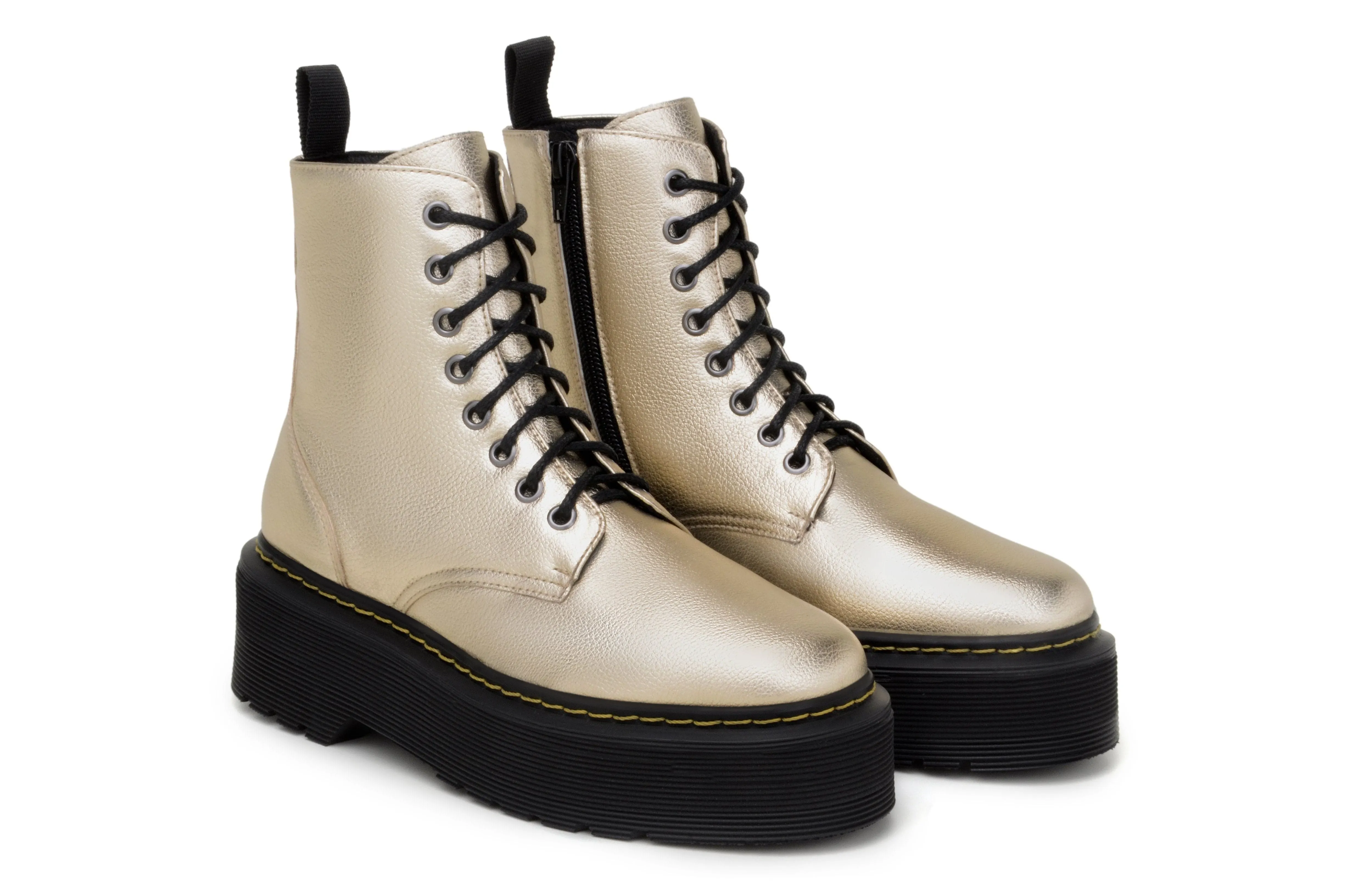 gift pick 'Quinn' vegan-leather boot with stacked sole by Zette Shoes - pale gold