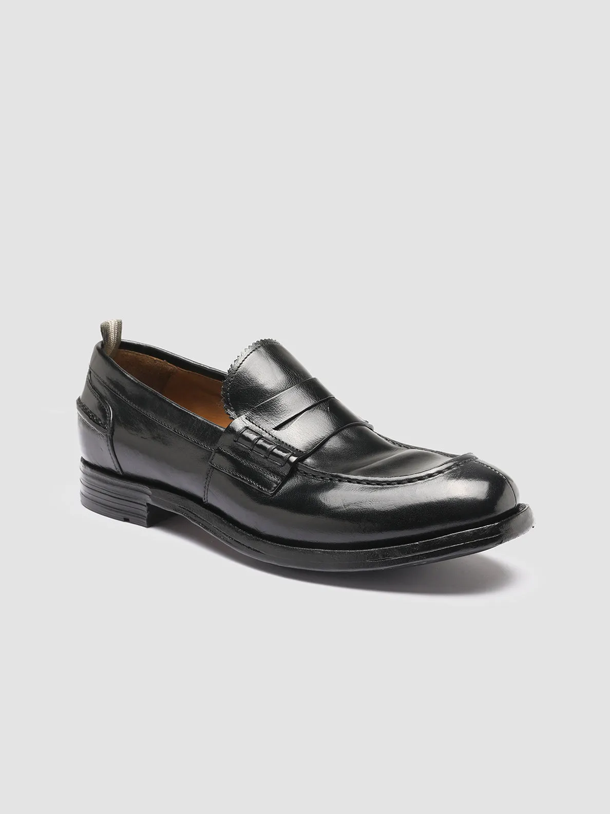 Wood Hike Ocean Path BALANCE 011 - Black Leather Penny Loafers