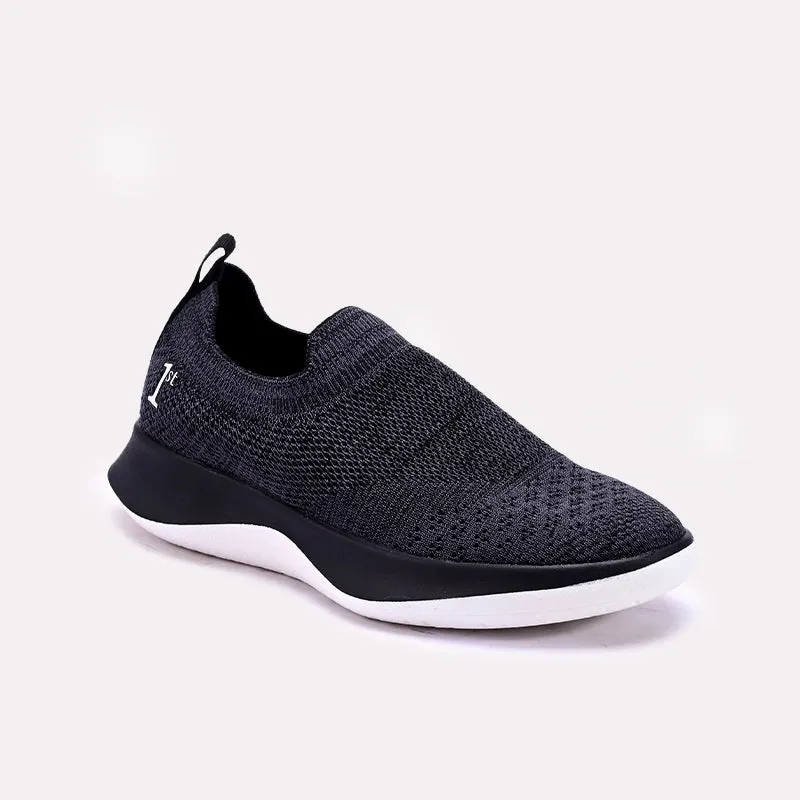 Heel Cushion Flexible Arch Support Womens Black Slip on Sneakers 0440808