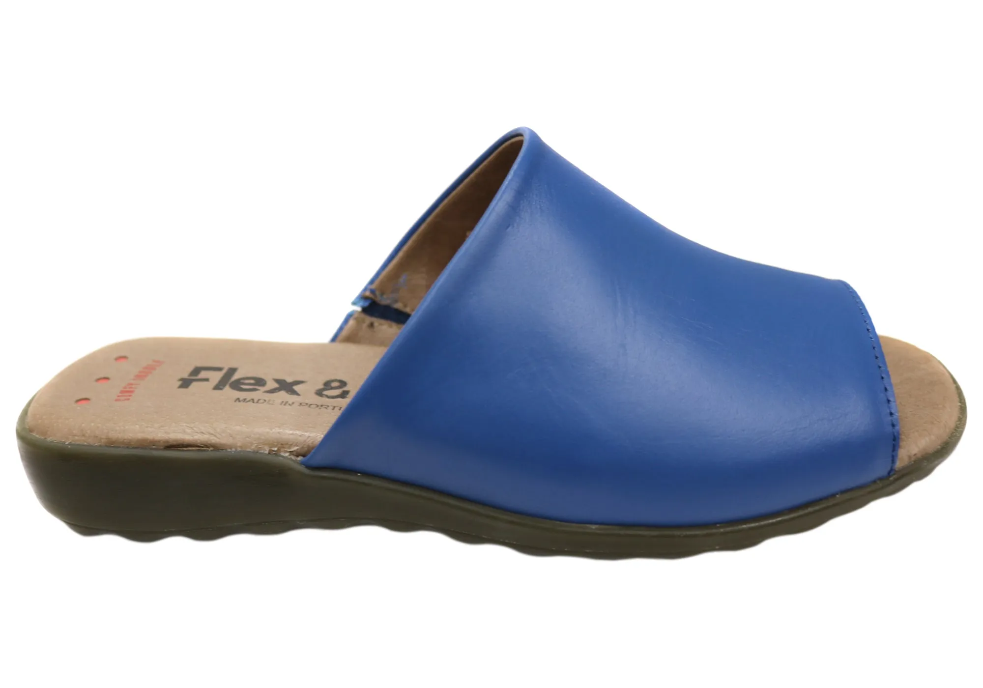Flex & Go Host Womens Comfort Leather Slides Sandals Made In Portugal Chic Vacation Flats Relax Vibe