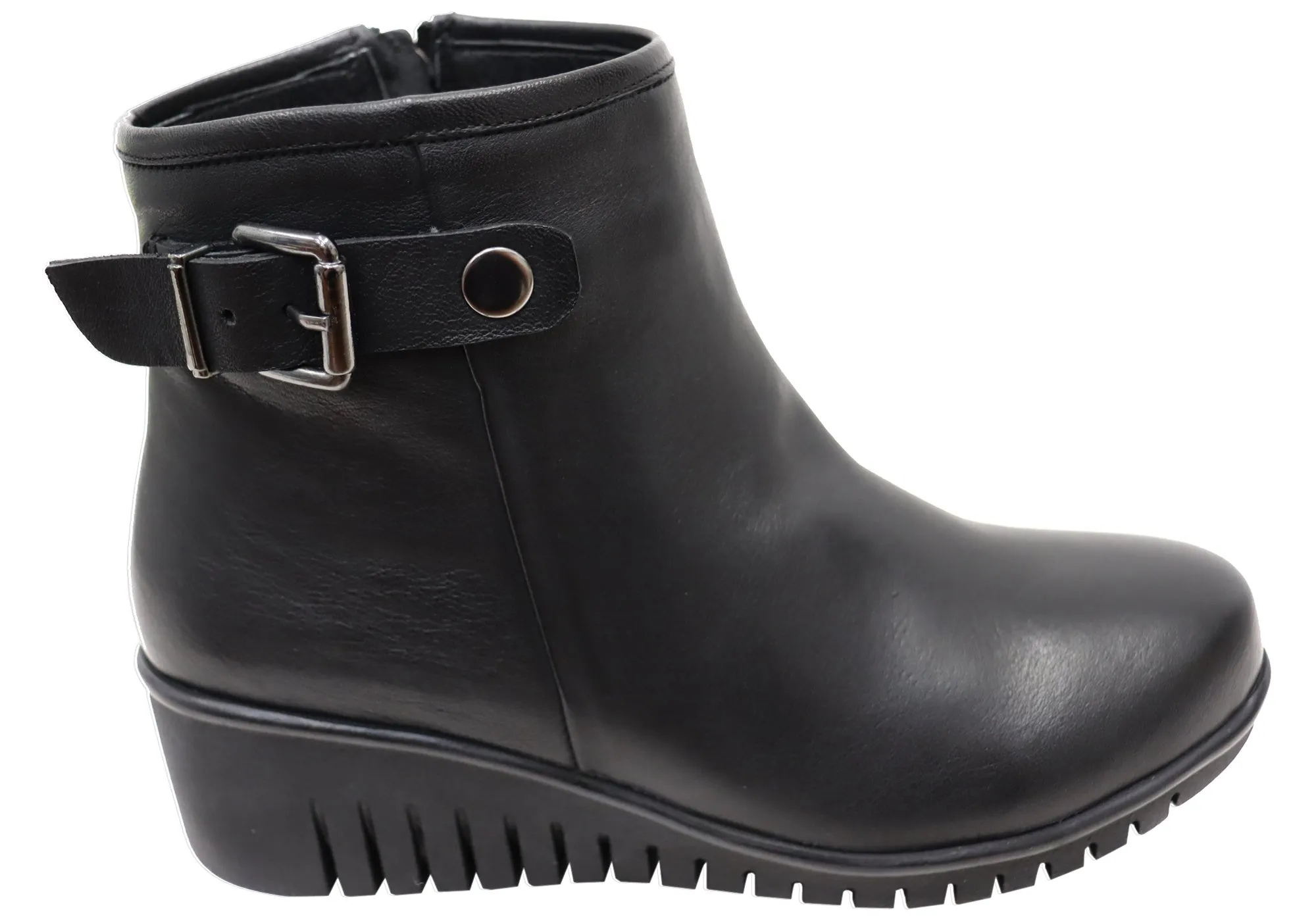 Orizonte Solange Womens European Comfortable Leather Ankle Boots Elastic Material Long Walks