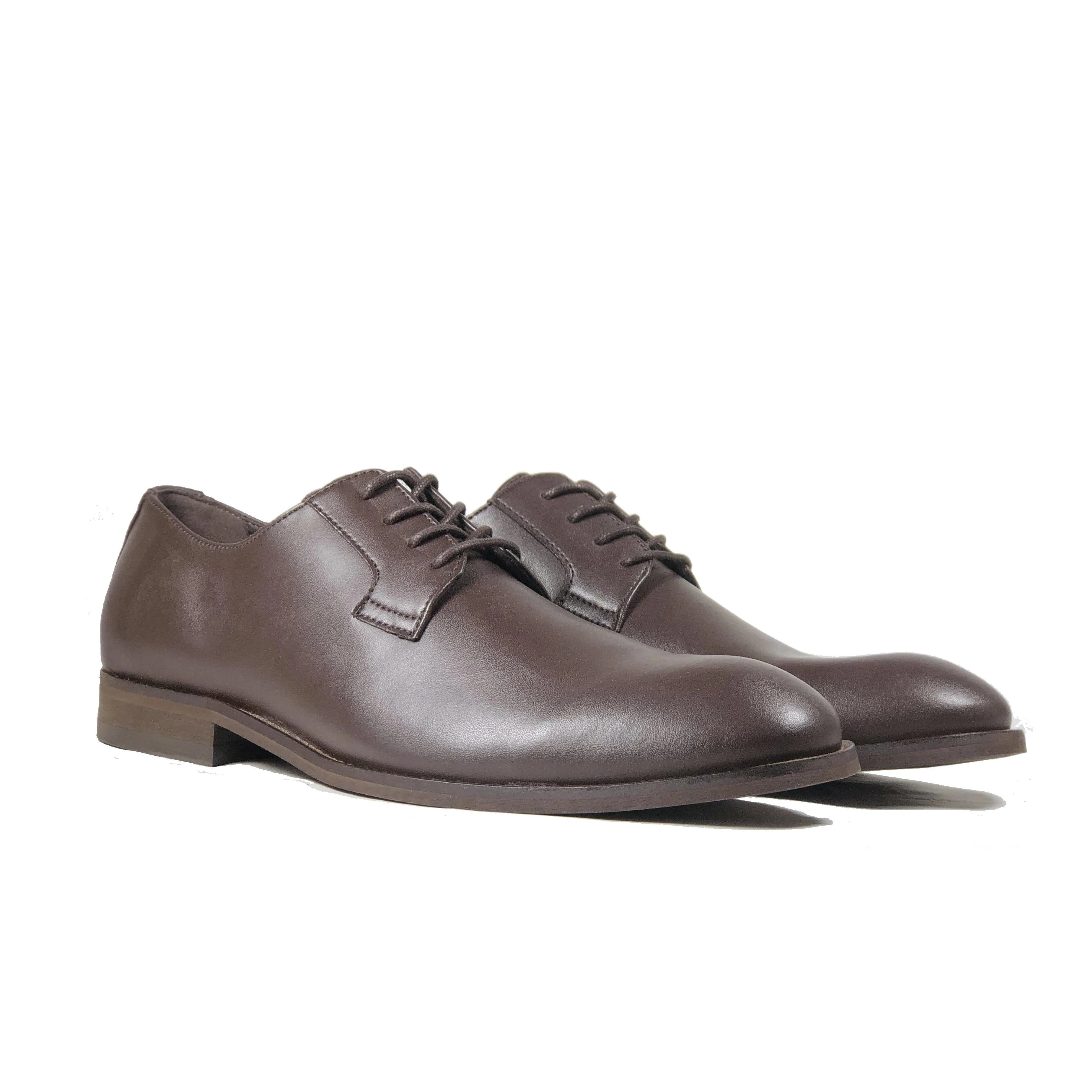 'Gideon' classic vegan derby round toe by Zette Shoes - dark chestnut Flexible Fit Active People Comfort support