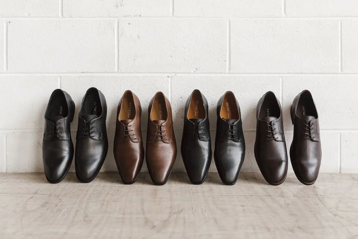 Slip Resistant Modern Commuters evening run 'Gideon' classic vegan derby round toe by Zette Shoes - dark chestnut