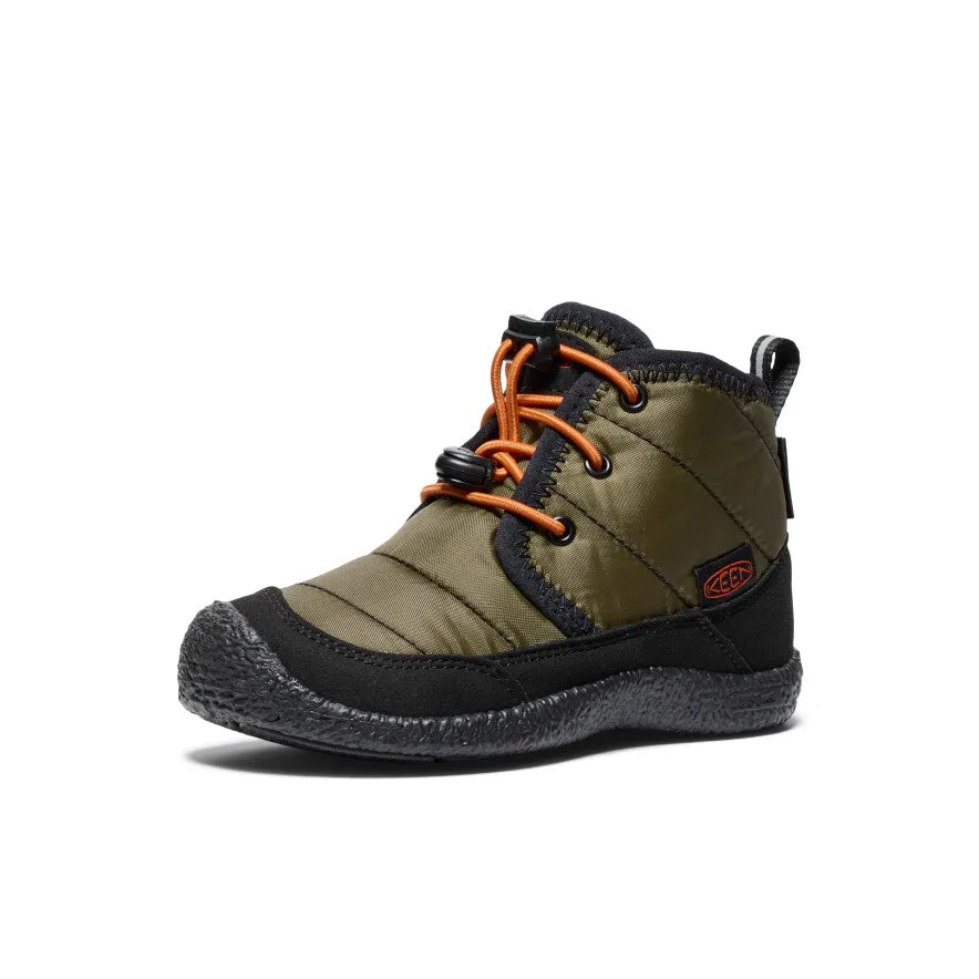 Little Kids' Howser II Waterproof Chukka  |  Dark Olive/Gold Flame Good Arch Support Comfort And Durability