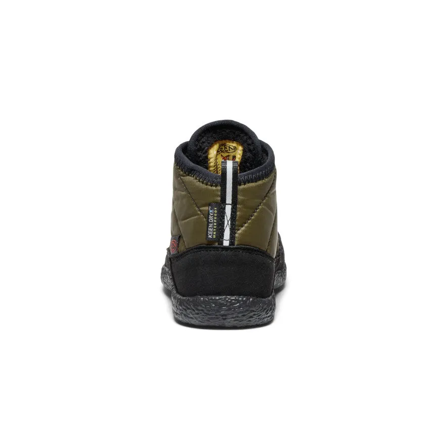 Little Kids' Howser II Waterproof Chukka  |  Dark Olive/Gold Flame Outdoor Look Padded Interior Active Nomad