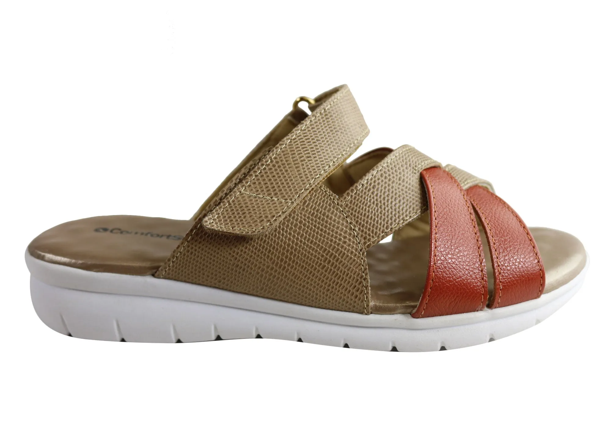 Comfortshoeco Sandy Womens Leather Brazilian Comfort Slides Sandals Light Style Swift Walk