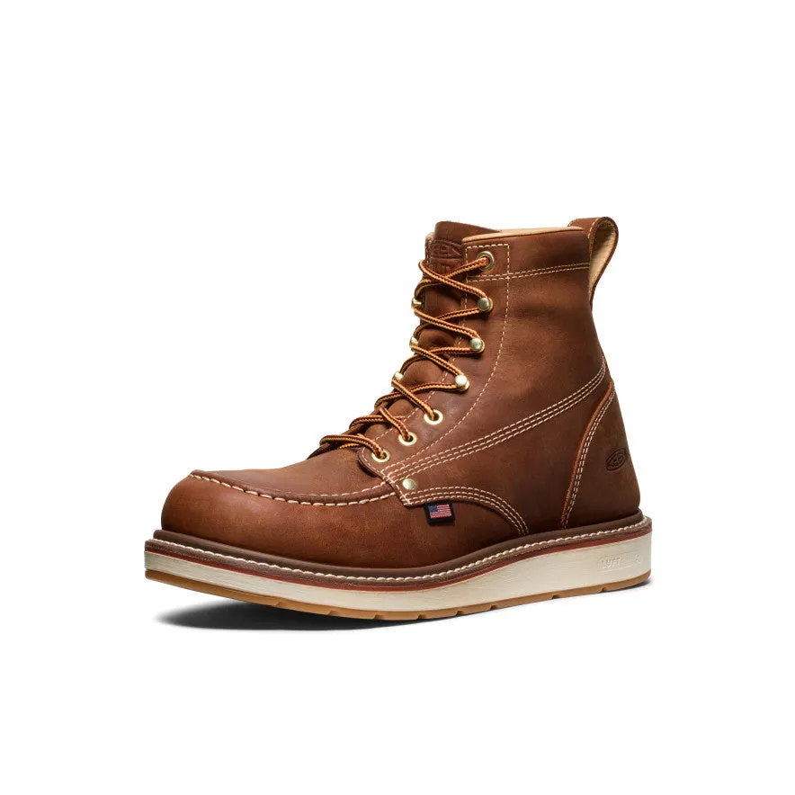 Men's Liberty 6" Boot (Soft Toe)  |  Leather Brown/Birch Seamless Stitching Elastic Gusset