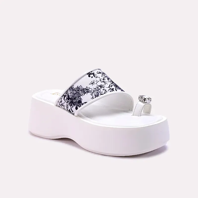 Patsy White Platform Slides 0412709 Leather Upper