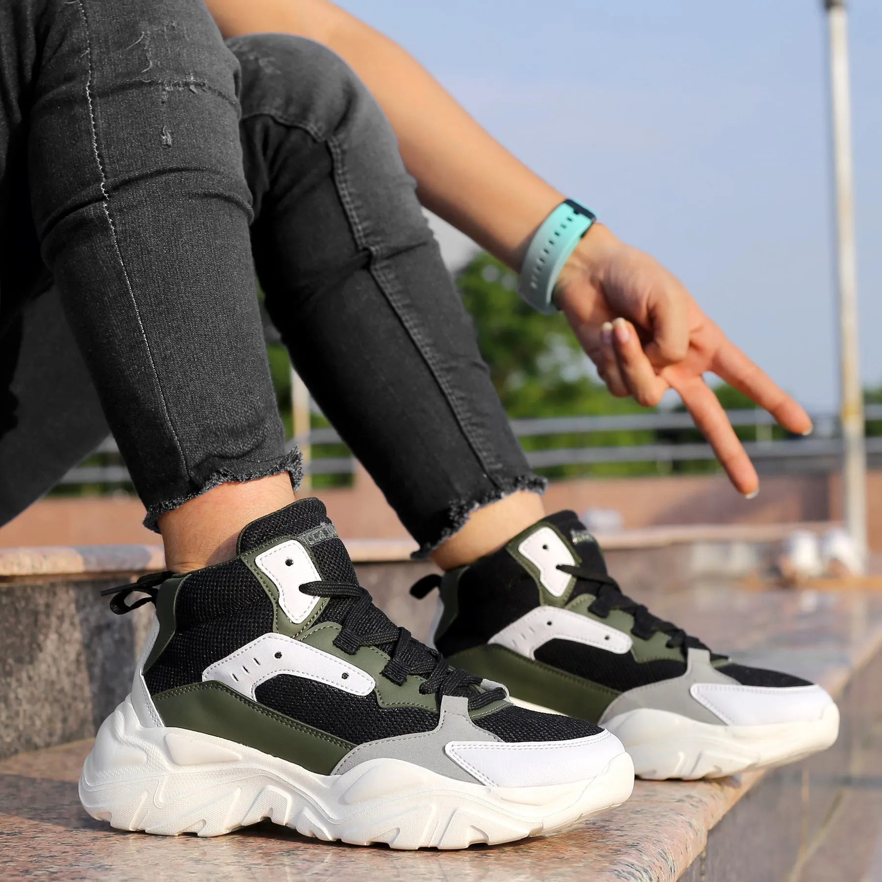 Moon Tone Bacca Bucci NYRA Mid-top Platform Fashion Sneakers For Women | StreetWear Chunky Sneakers