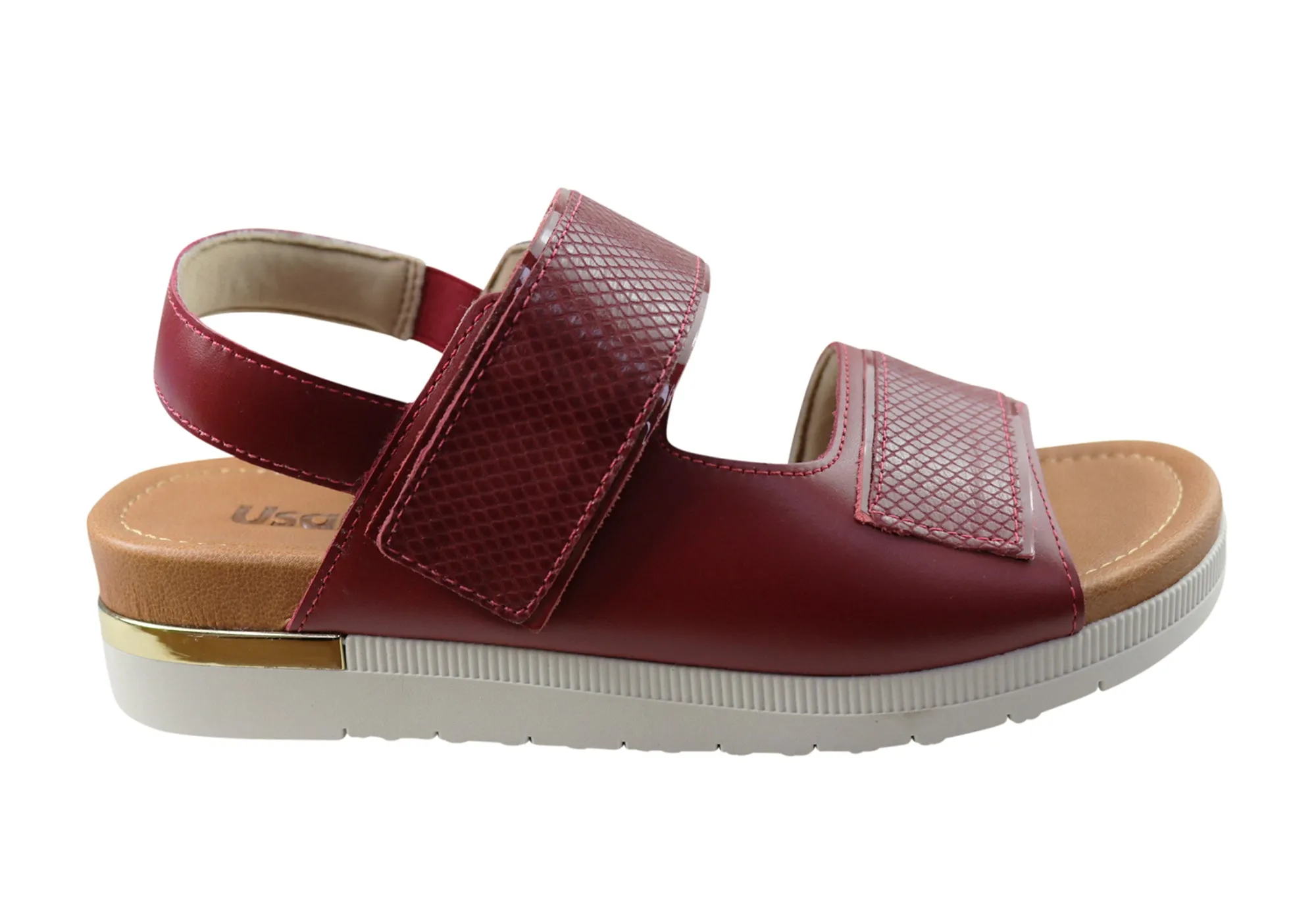 Usaflex Hilda Womens Comfortable Leather Sandals Made In Brazil Light Breathable