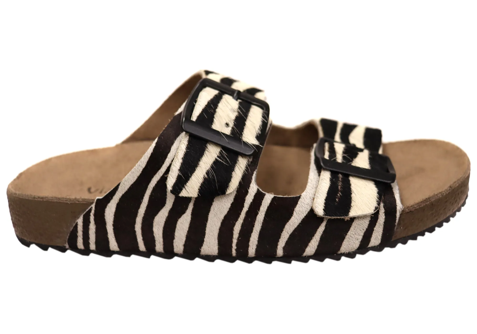 Via Paula Hilda Womens Leather Comfort Slides Sandals Made in Brazil Foot Support Shoes Dry Fit