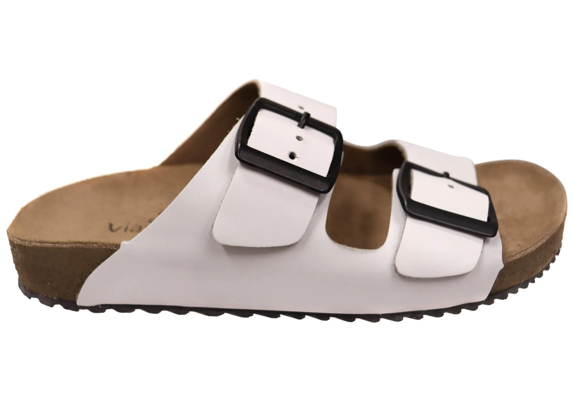 Stay Casual Cushioned Via Paula Hilda Womens Leather Comfort Slides Sandals Made in Brazil