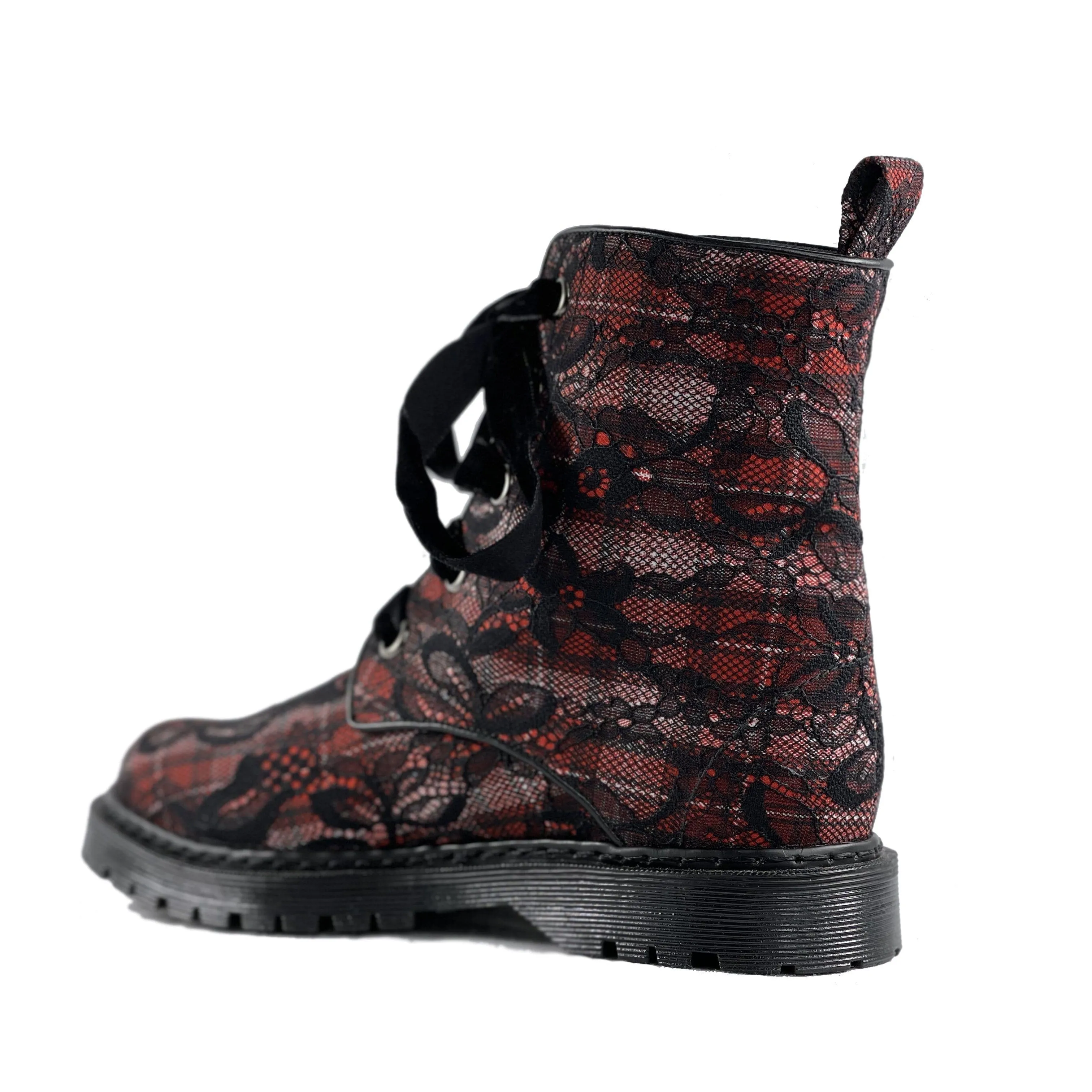'Billie' vegan combat boots by Zette Shoes - tartan lace Snow Grip Airy Feel