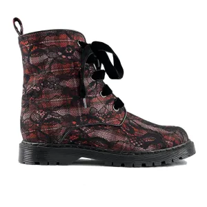 'Billie' vegan combat boots by Zette Shoes - tartan lace Crisp Look