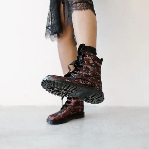 ReinforcedToe Beach Walk 'Billie' vegan combat boots by Zette Shoes - tartan lace