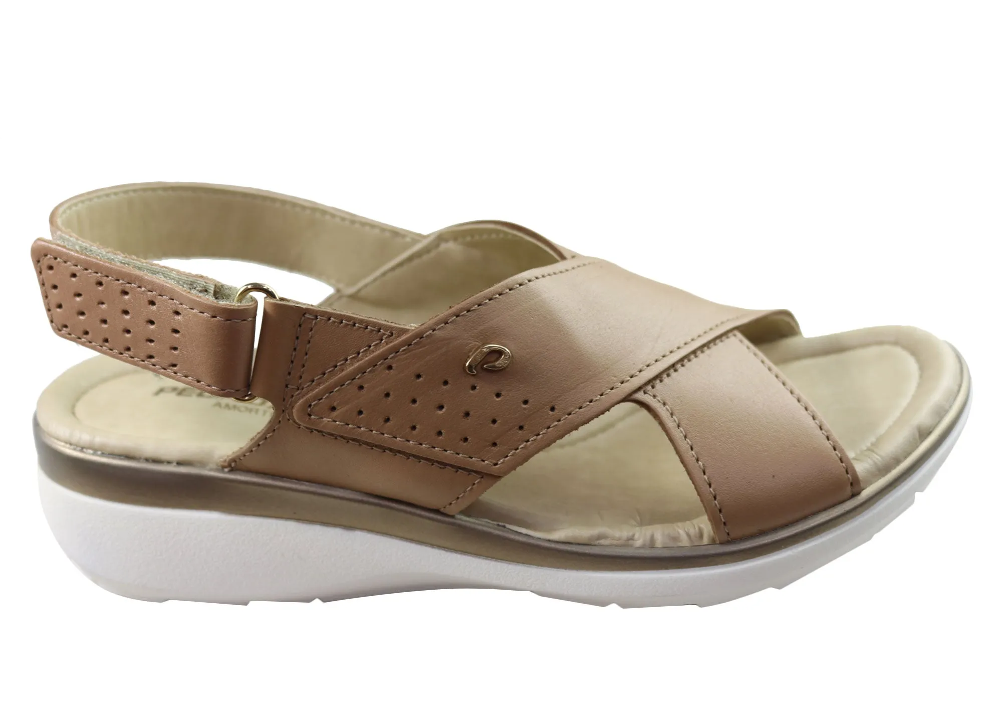Heel Support Cushioned Insole Pegada Paros Womens Comfortable Leather Sandals Made In Brazil