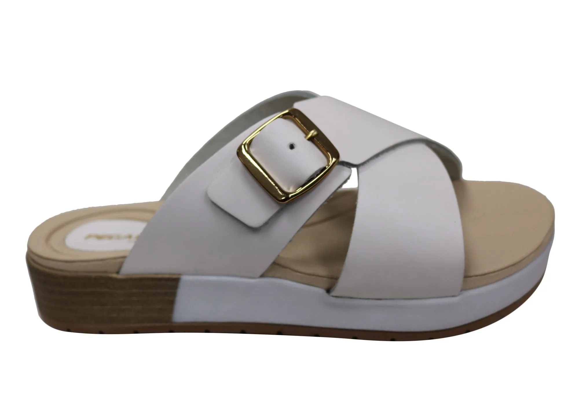 Non Slip Sole Metal Ring Pegada Gianna Womens Comfort Leather Slides Sandals Made In Brazil