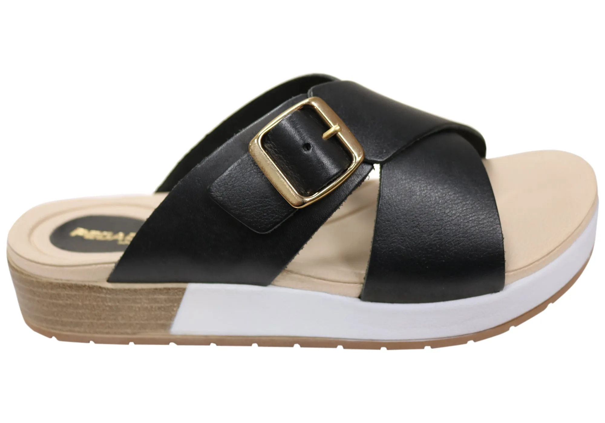 Tailored Fit Pegada Gianna Womens Comfort Leather Slides Sandals Made In Brazil