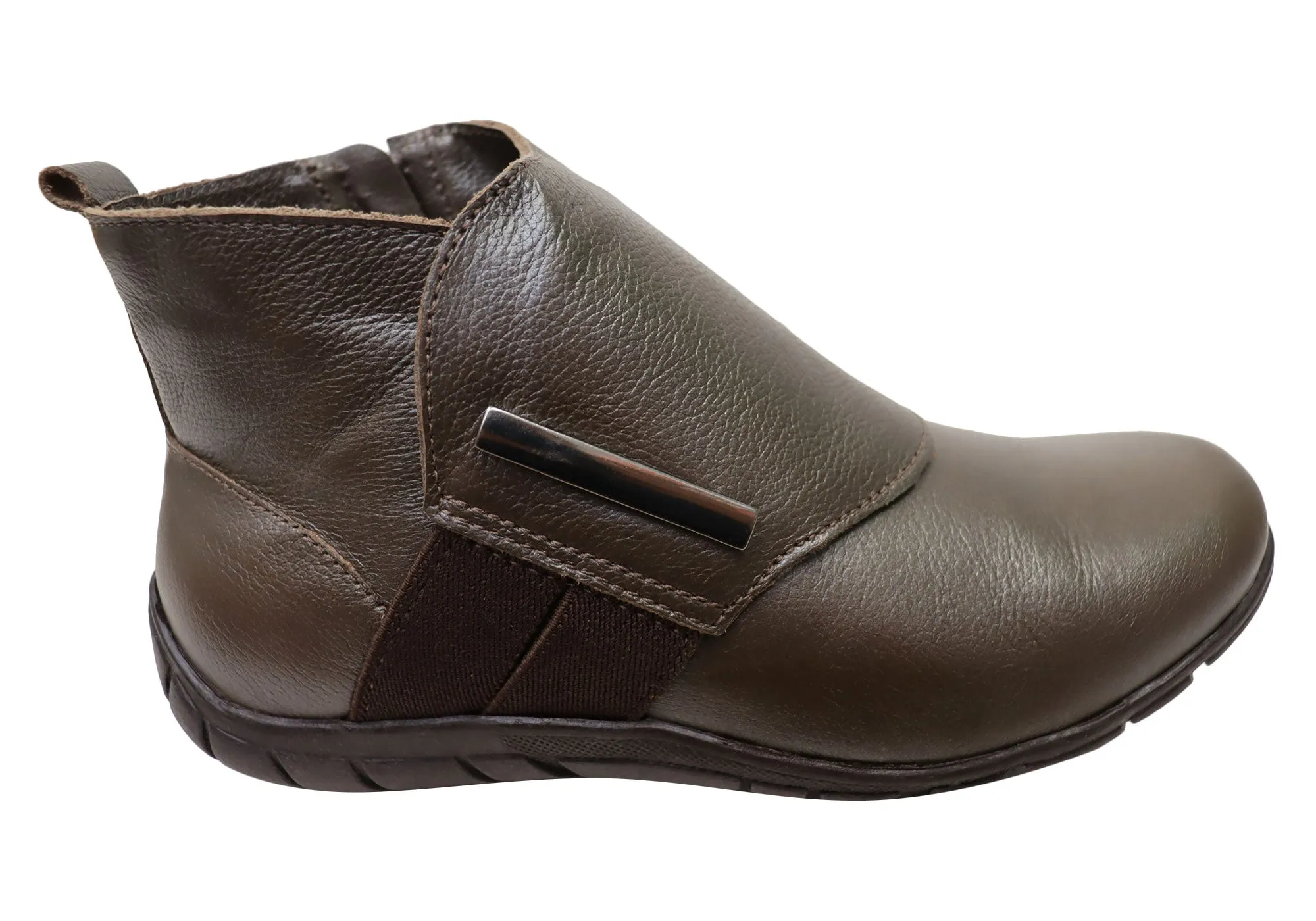 Slip Resistant Hiking Trails Seamless Feel Andacco Meledie Womens Brazilian Comfortable Leather Ankle Boots