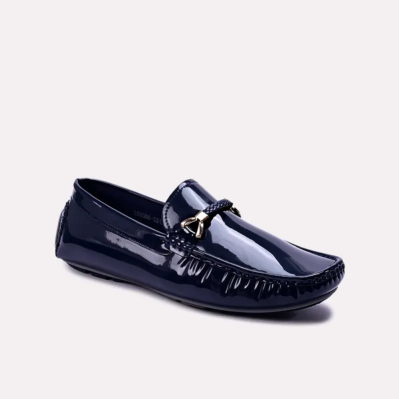 Griffith Blue Glossy Horsebit Loafers 0130870 Unisex Design