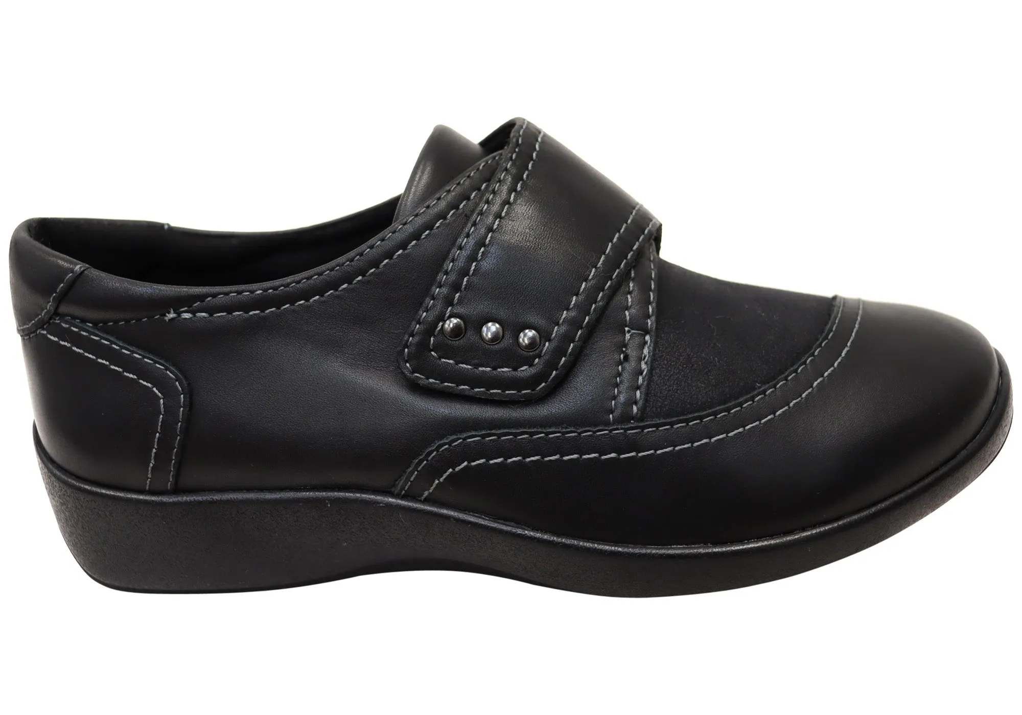 Scholl Orthaheel Karley Womens Leather Comfort Adjustable Strap Shoes Foam Lining Running Errands