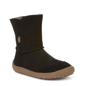 mom style Quiet Chic Froddo Kid's Barefoot Tex Suede Waterproof Boots - Black