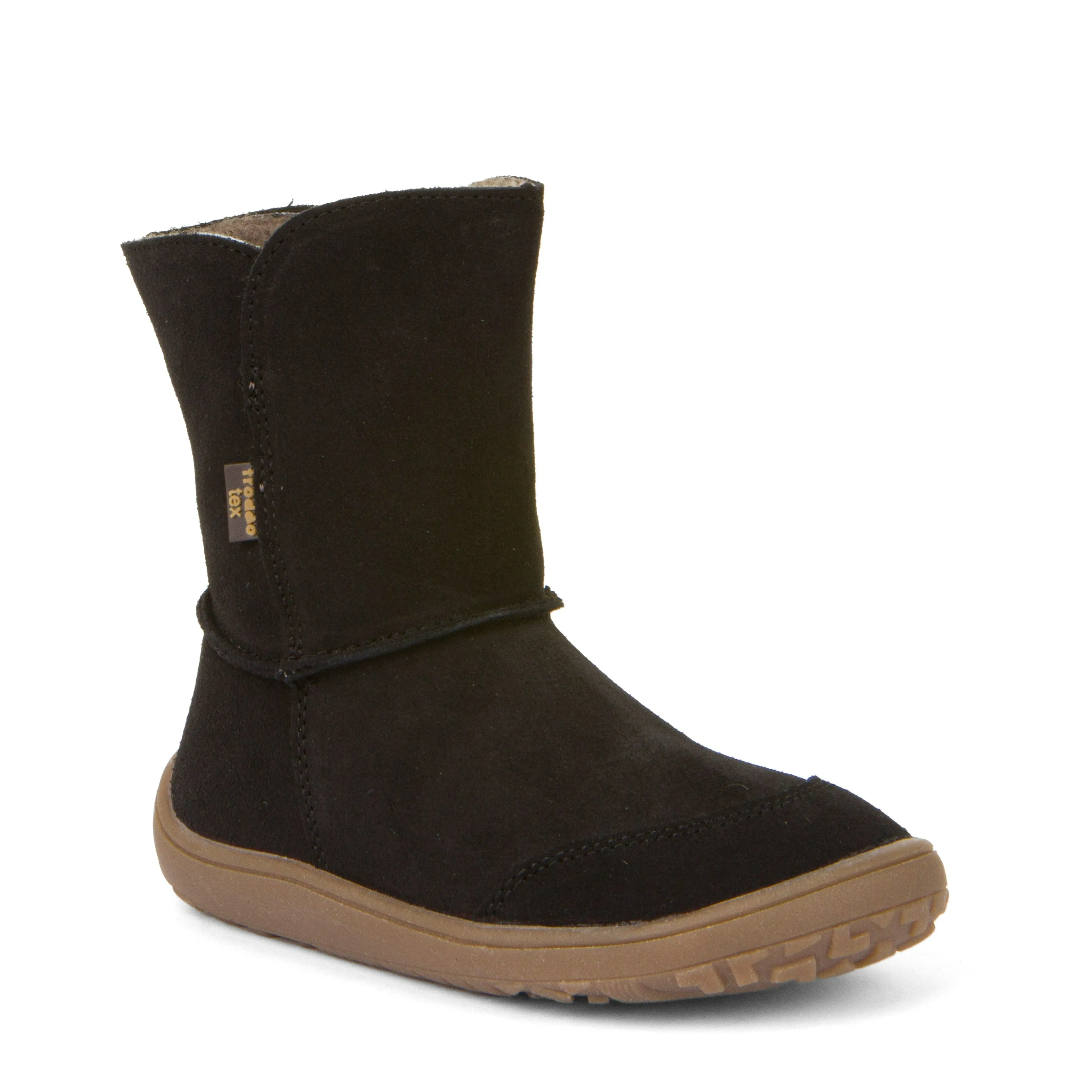 mom style Quiet Chic Froddo Kid's Barefoot Tex Suede Waterproof Boots - Black