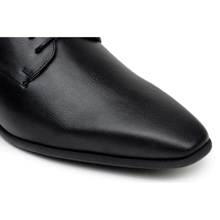 'Nero' Men's Vegan Derby Shoe by Zette Shoes - Wide Fit EEE in Matte Black Nature Walk