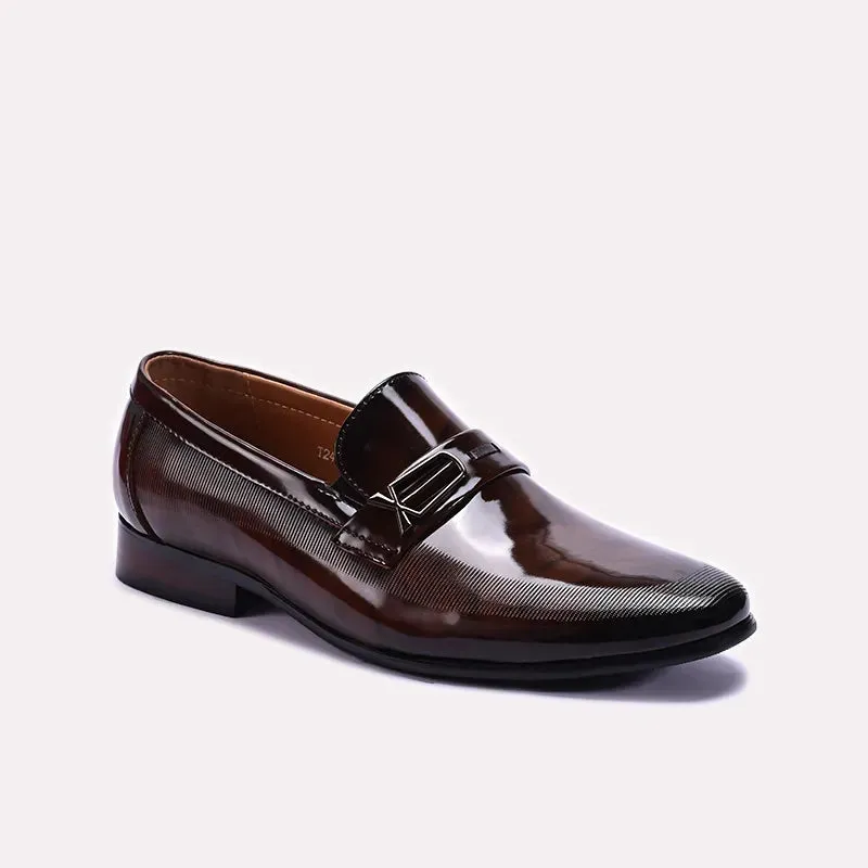 Dark Brown Shiny Slip On Dress Shoes 0111275 Fast Lifestyle