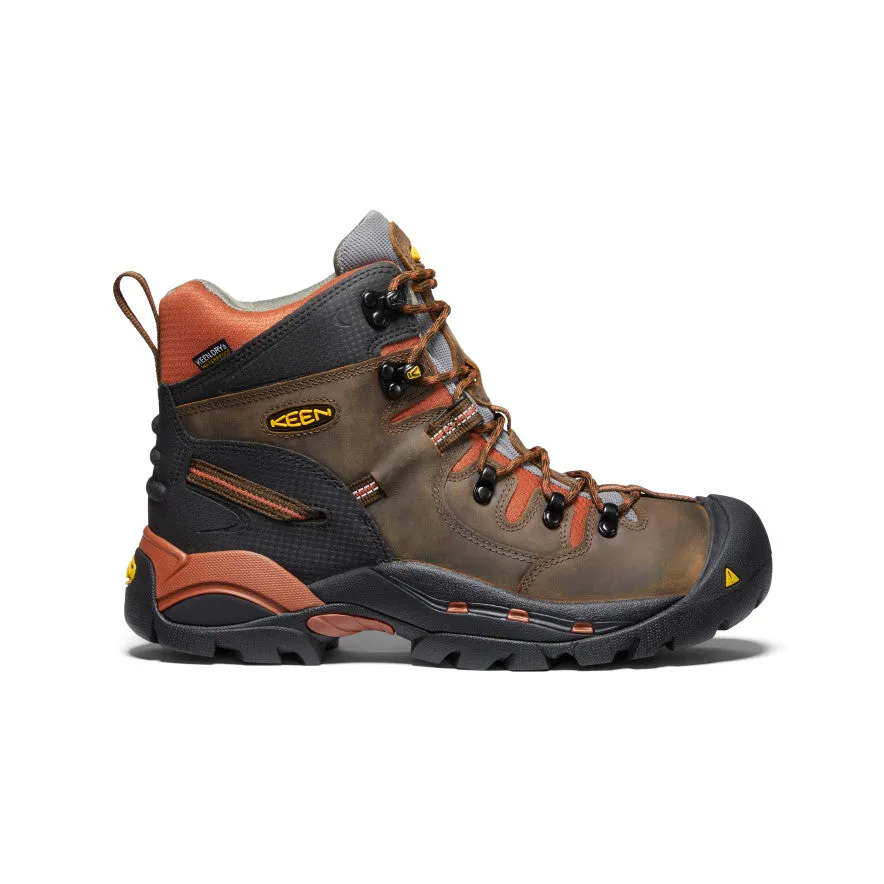 Men's Pittsburgh 6" Waterproof Boot (Soft Toe)  |  Cascade Brown/Bombay Brown Subtle Lines Casual Elegance