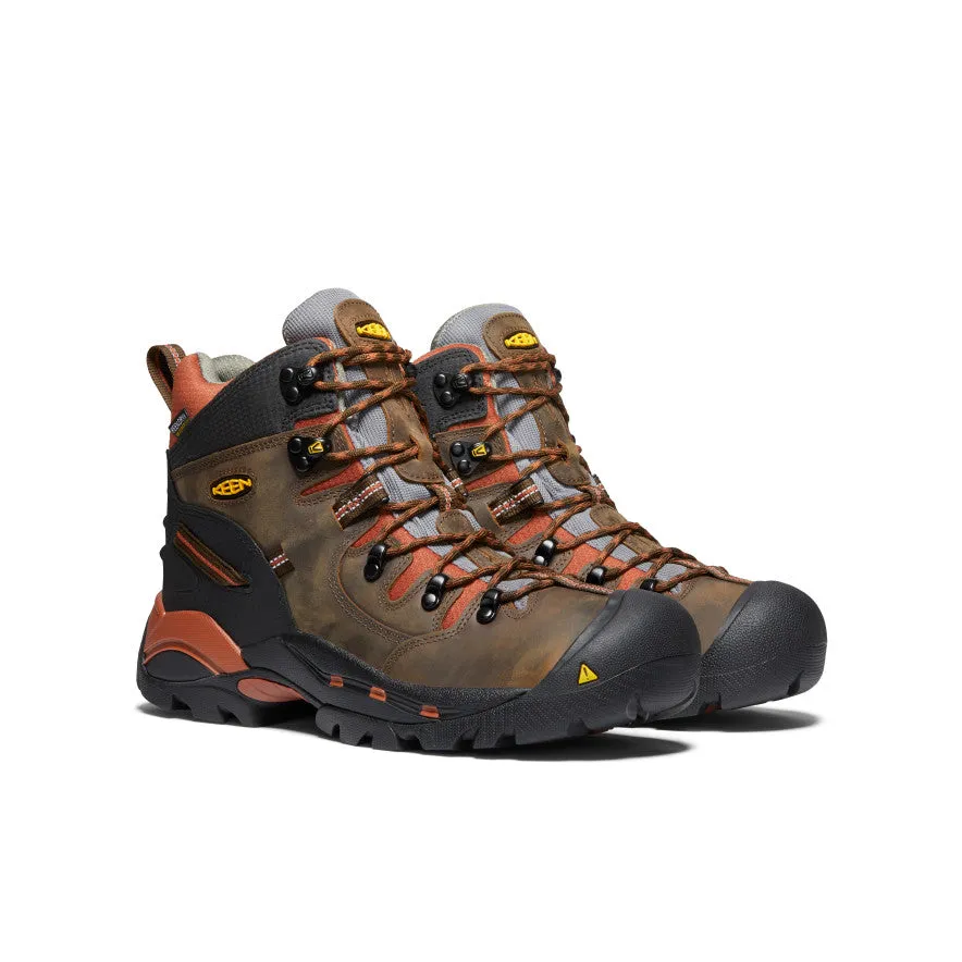 Comfort Lining Rough Terrain Men's Pittsburgh 6" Waterproof Boot (Soft Toe)  |  Cascade Brown/Bombay Brown