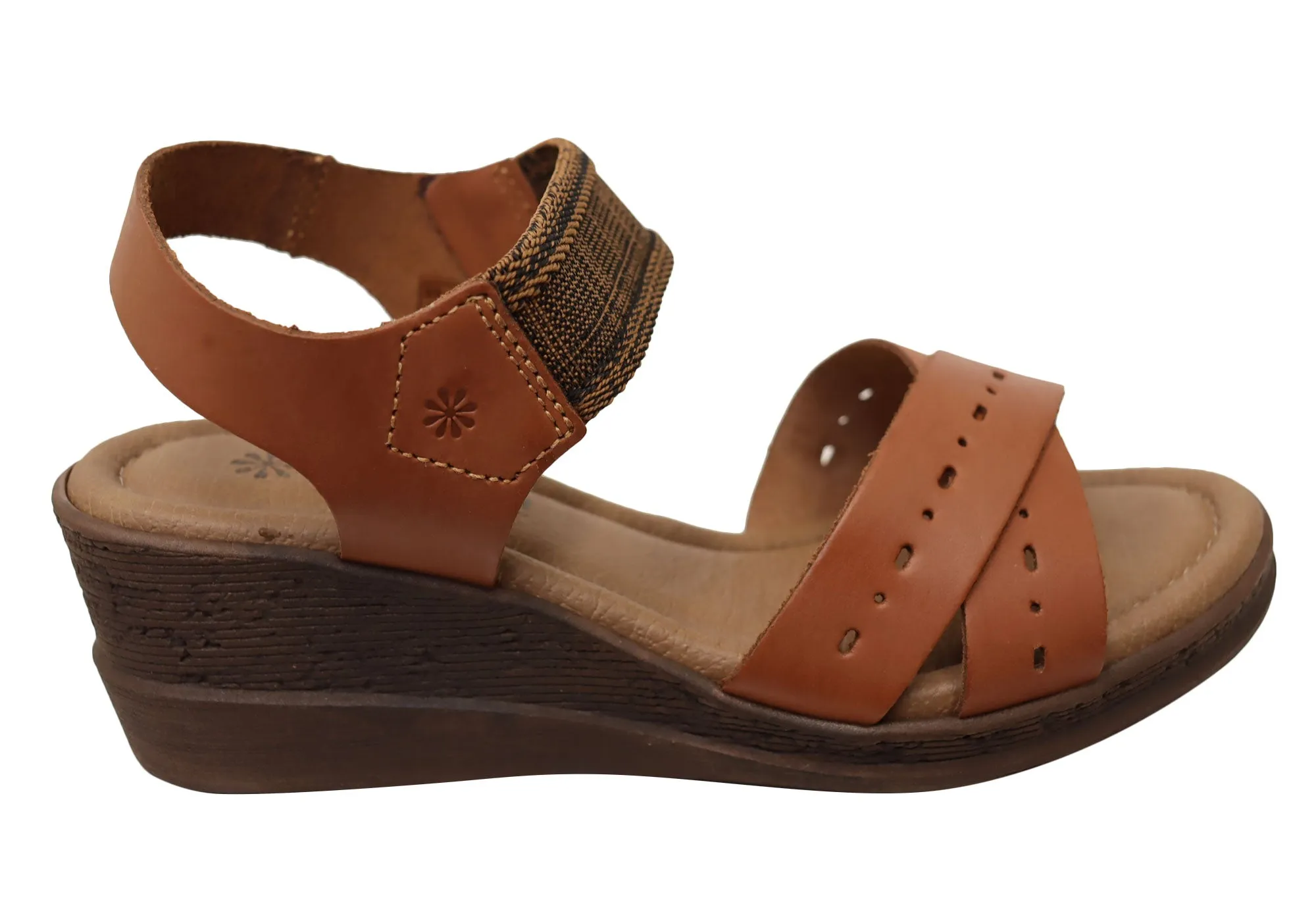 New Face Emily Womens Comfortable Leather Wedge Sandals Made In Brazil Travel Days