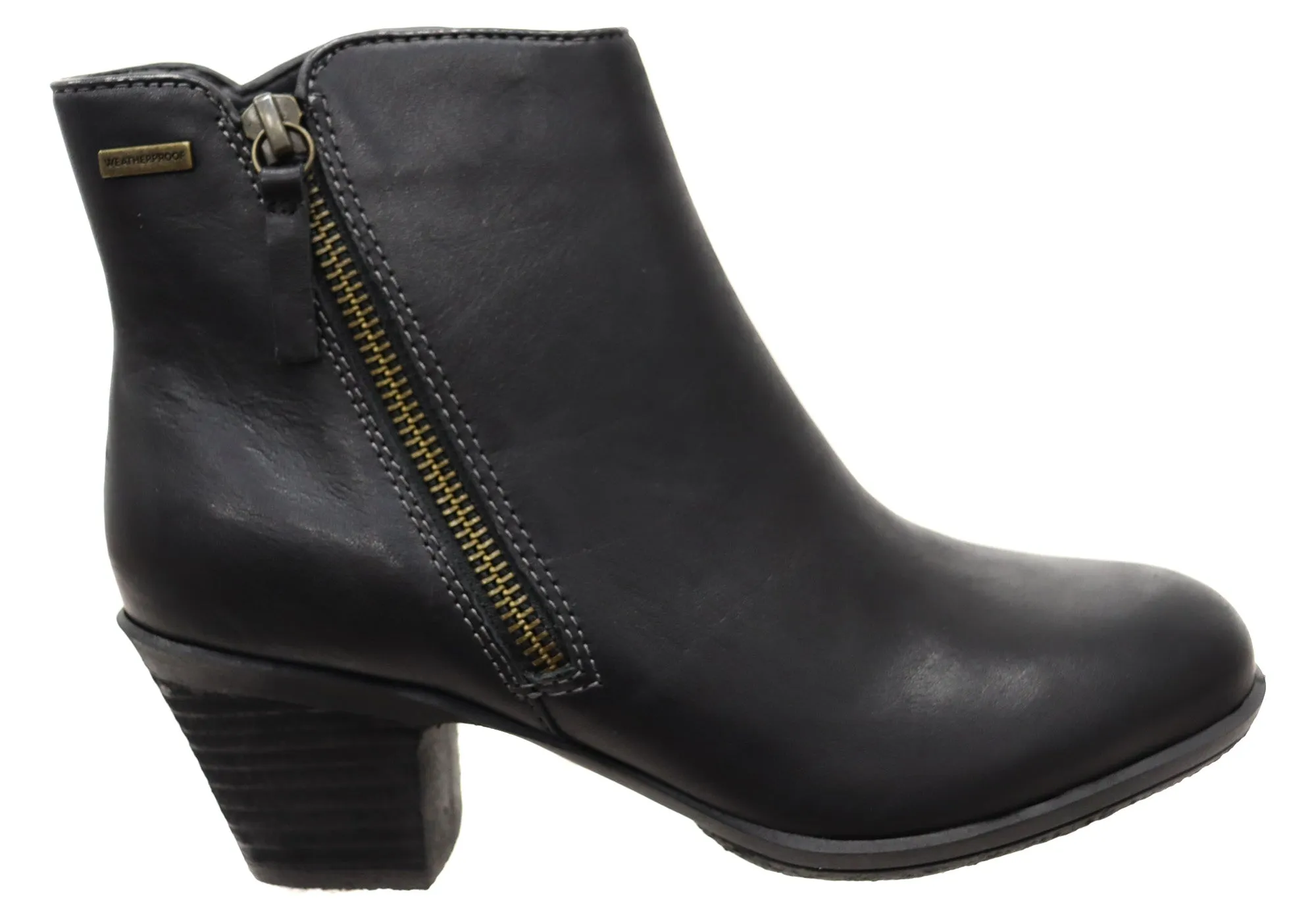 Clean Cut Wind Barrier Comfortiva Barras Womens Comfortable Leather Mid Heel Ankle Boots