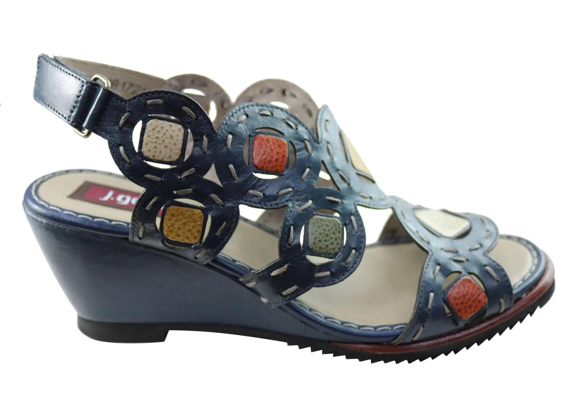 J Gean Sonya Womens Comfortable Leather Wedge Sandals Made In Brazil Indoor Use