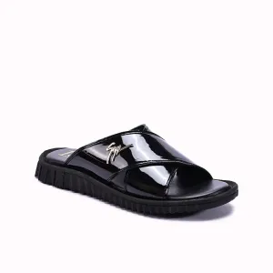 Padded collar Black Glossy Casual Slippers 0150996