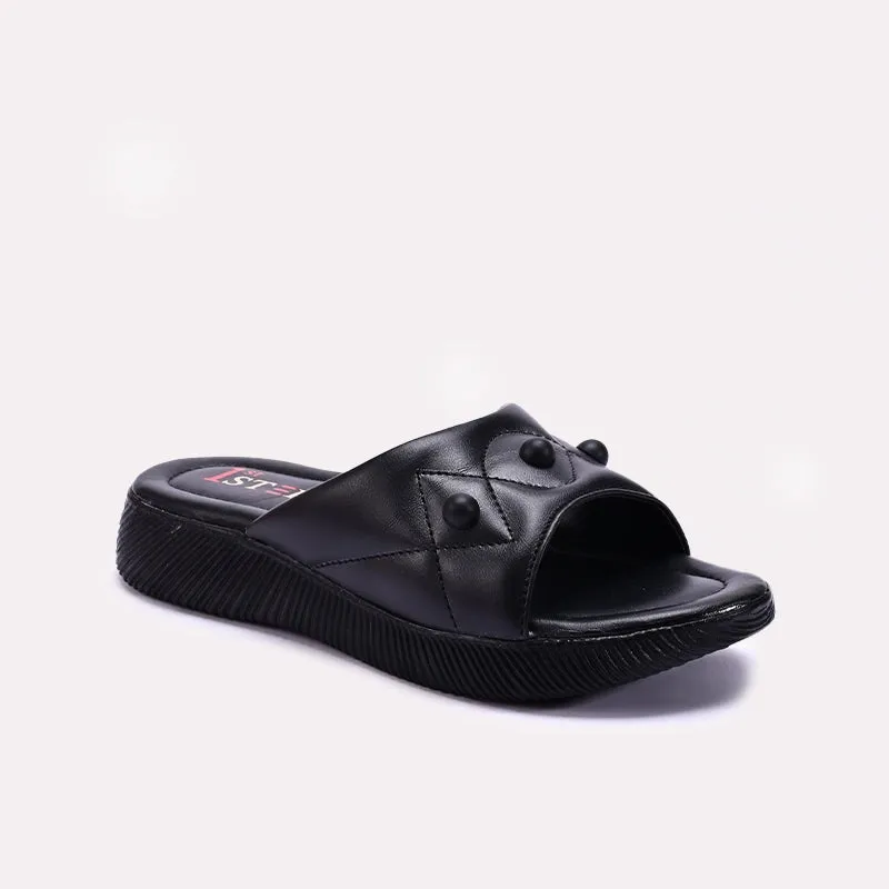 Black Comfy Casual Slippers For Women 0413121 On-the-Go Comfort Elastic Fit