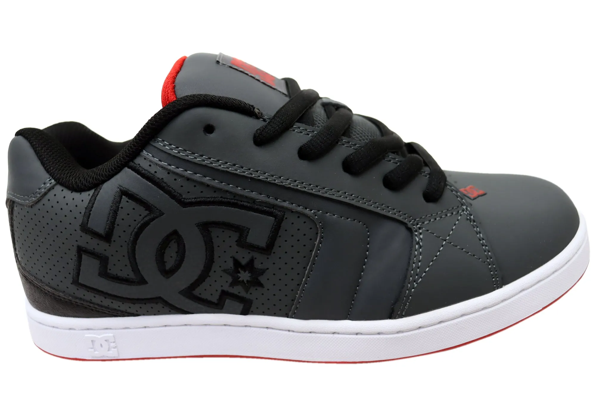 Casual Support DC Shoes Mens Comfortable Leather Net Shoes Grey Black Red