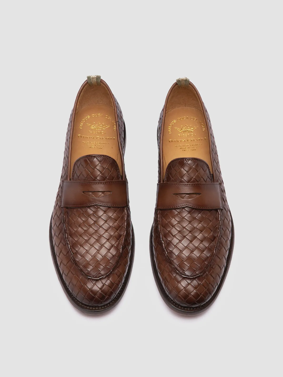 OPERA 003 - Brown Leather Penny Loafers Day Glow Kick Step