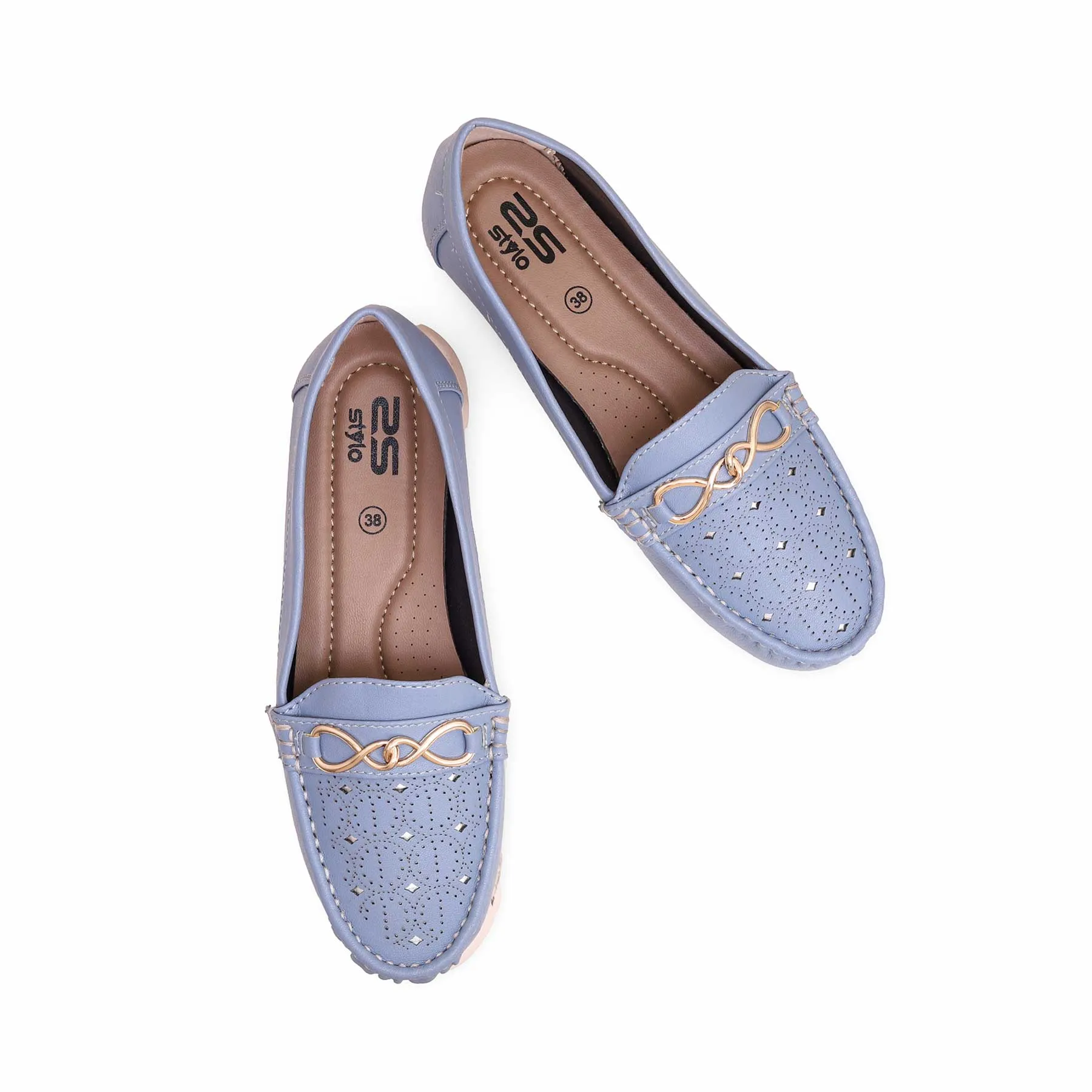 Sky Blue Moccasin WN4401 Fashionable Canvas Construction