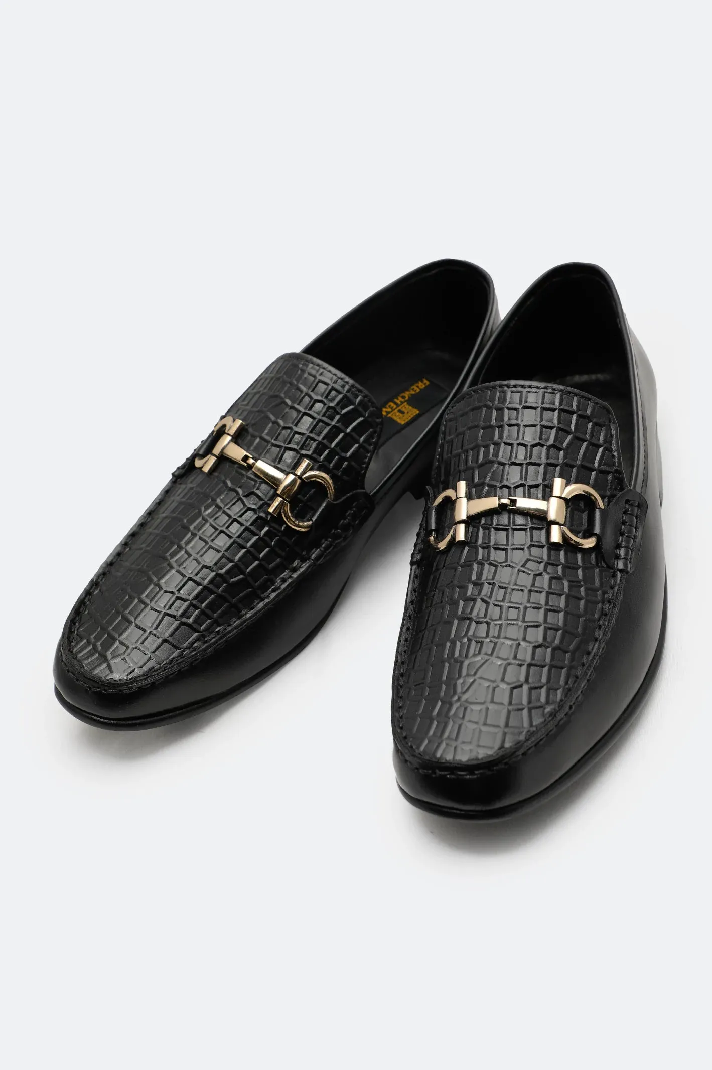 Black Formal Moccasins Shoes Flexible Sole Elegant Finish