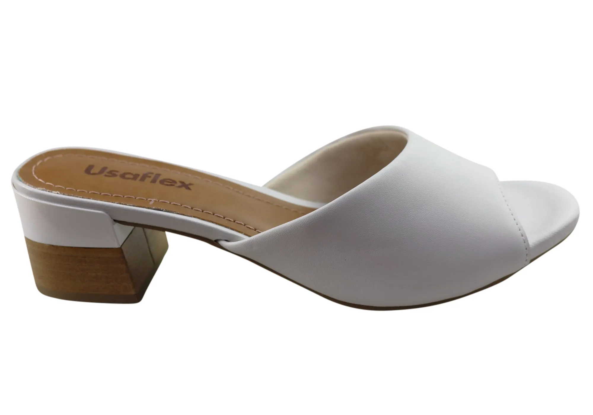 Usaflex Mimosa Womens Comfortable Leather Low Heel Slides Sandals Beach-ready Footwear
