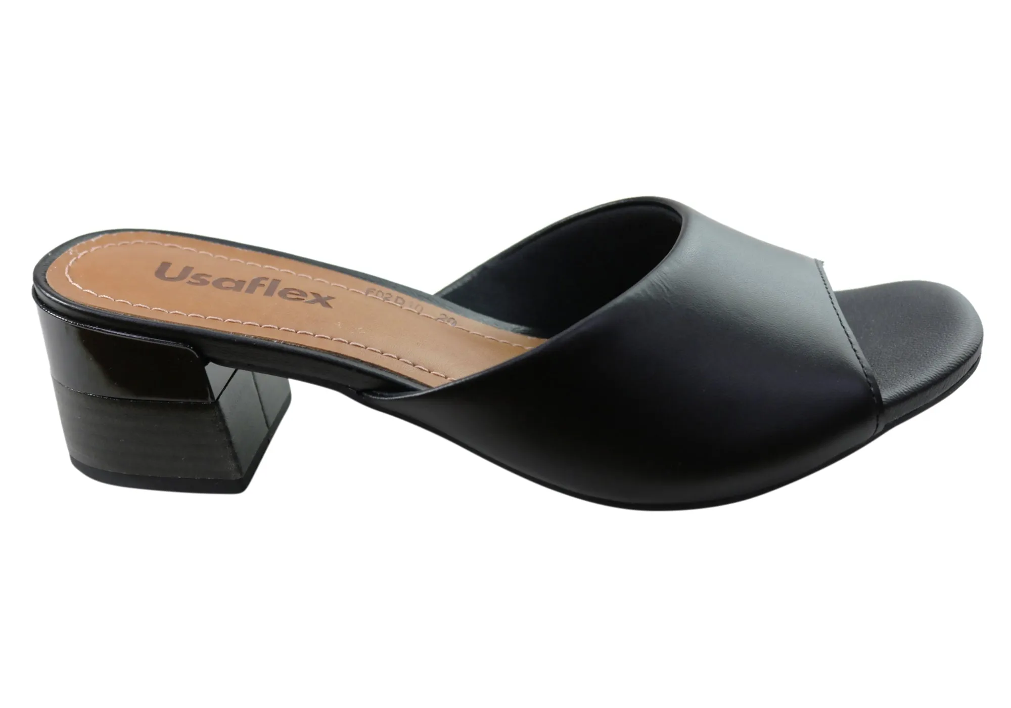 Usaflex Mimosa Womens Comfortable Leather Low Heel Slides Sandals Toe Space Gladiator Style