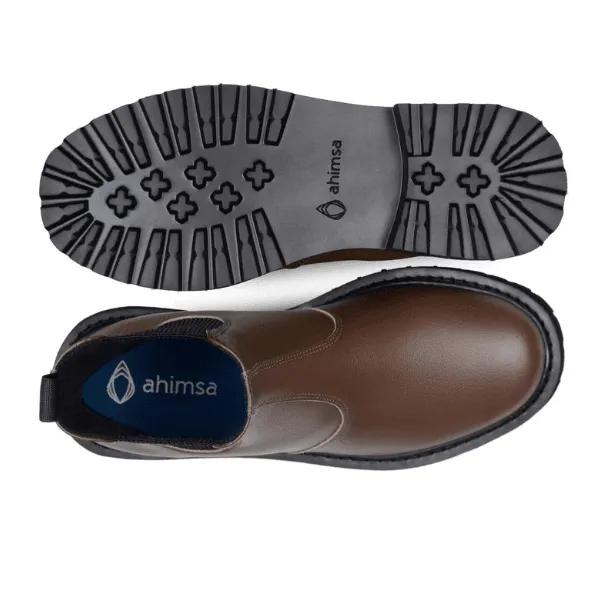 'Everyday Chelsea' unisex vegan chelsea boot with chunky sole by Ahimsa - cognac Mud Resistant Daily Walks Low Top