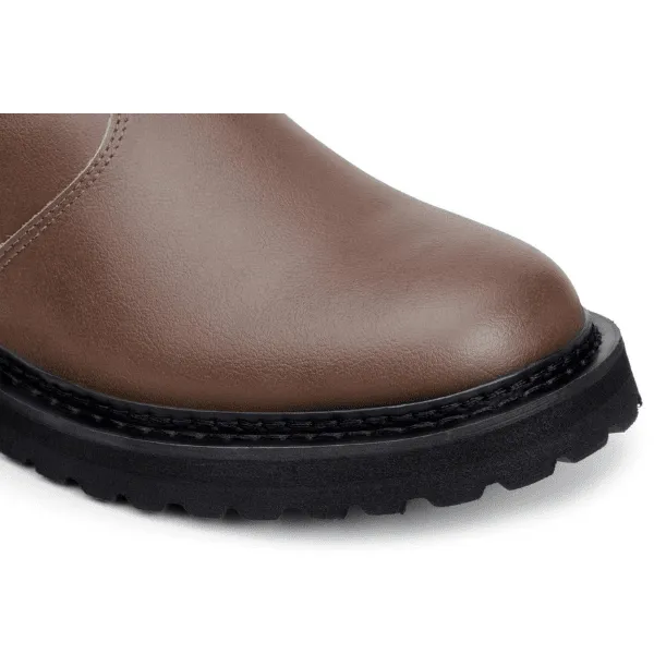 Lace-Up Closure Canvas Material 'Everyday Chelsea' unisex vegan chelsea boot with chunky sole by Ahimsa - cognac