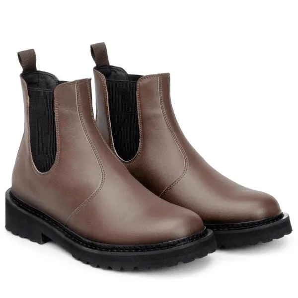 Handmade Craft All-Purpose Use 'Everyday Chelsea' unisex vegan chelsea boot with chunky sole by Ahimsa - cognac