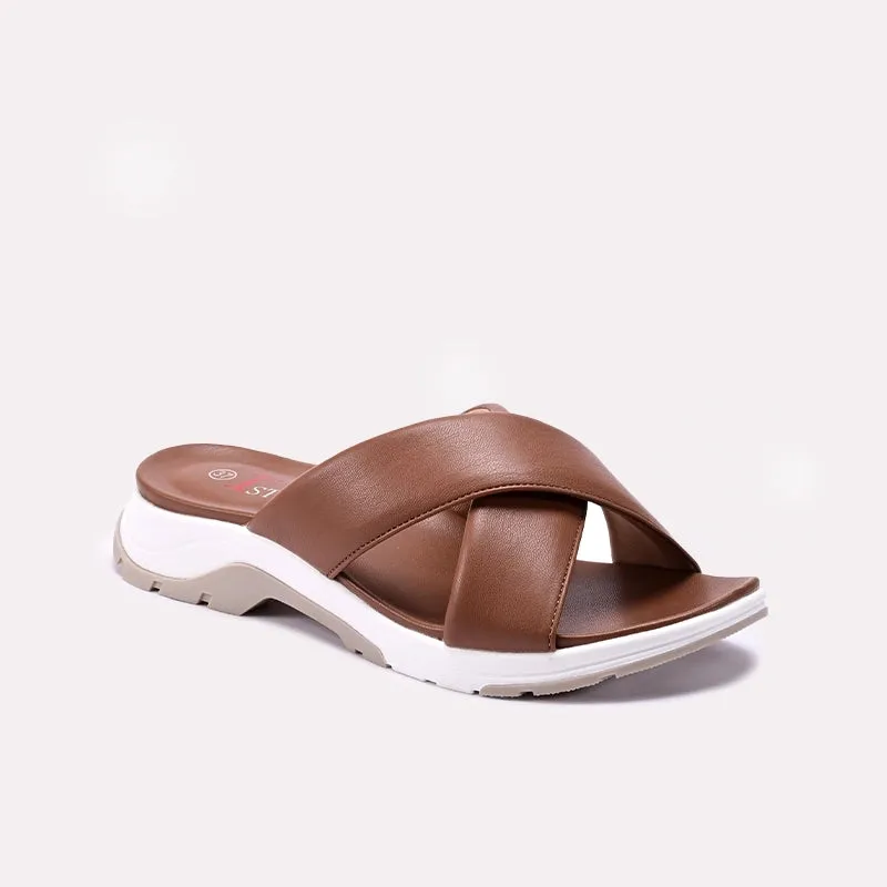Brown Comfy Casual Slippers for Women 0413384 Easy Sandals